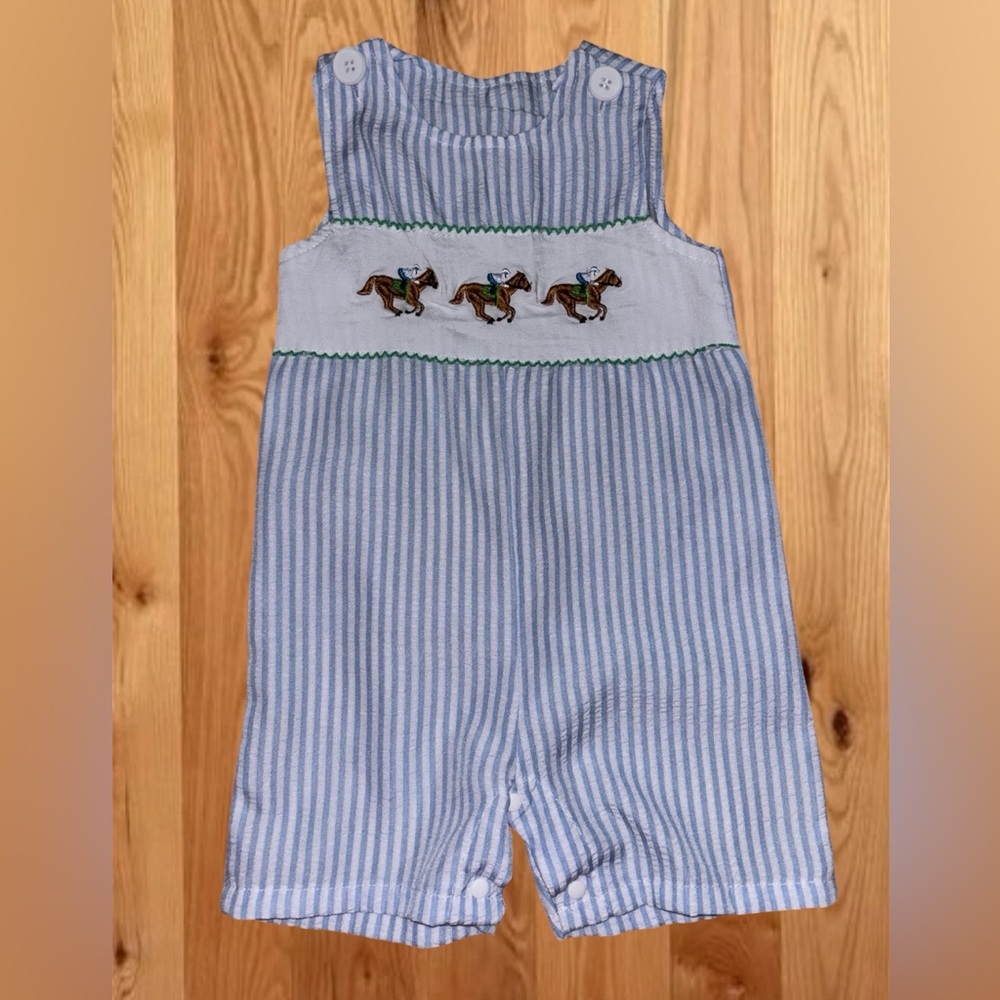 Striped Blue and White Horse LongJohn -Kentucky Derby Themed